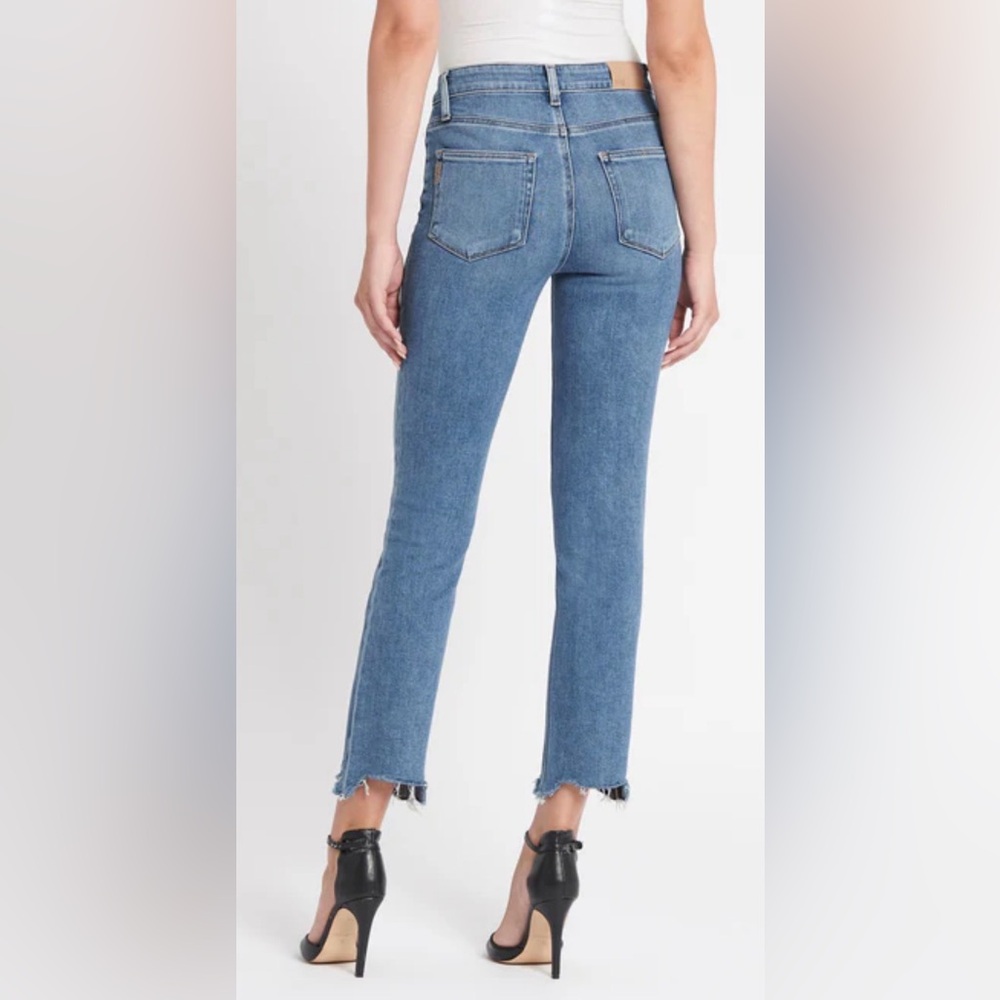 PAIGE Cindy Jeans in Mel Destroyed Fit Blue Straight Leg - Picture 3 of 14
